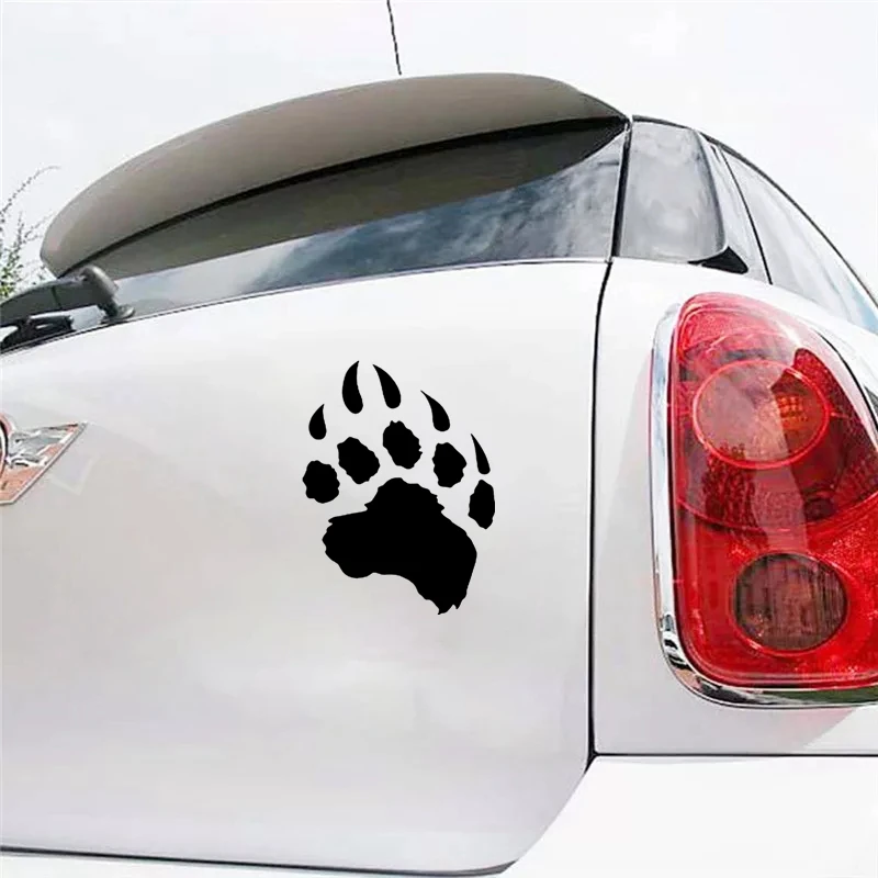 CS-1324#14*18cm bear paw funny car sticker vinyl decal white/black for auto car stickers styling on bumper window choose size