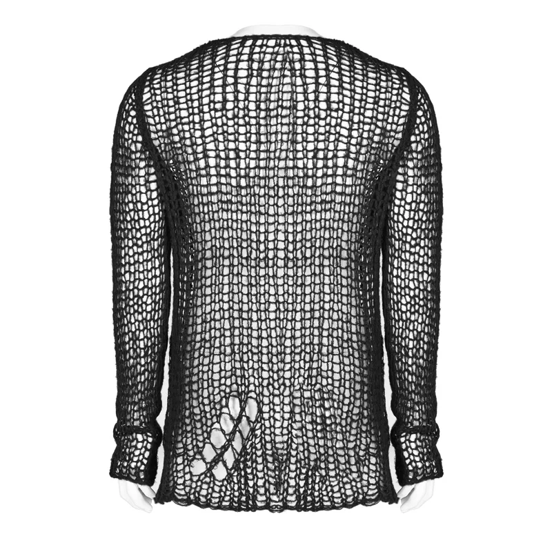 Punk Rave Black Gothic Casual Broken Hole เสื้อกันหนาวผู้ชายเสื้อกันหนาวเสื้อ Visual Kei OPM004