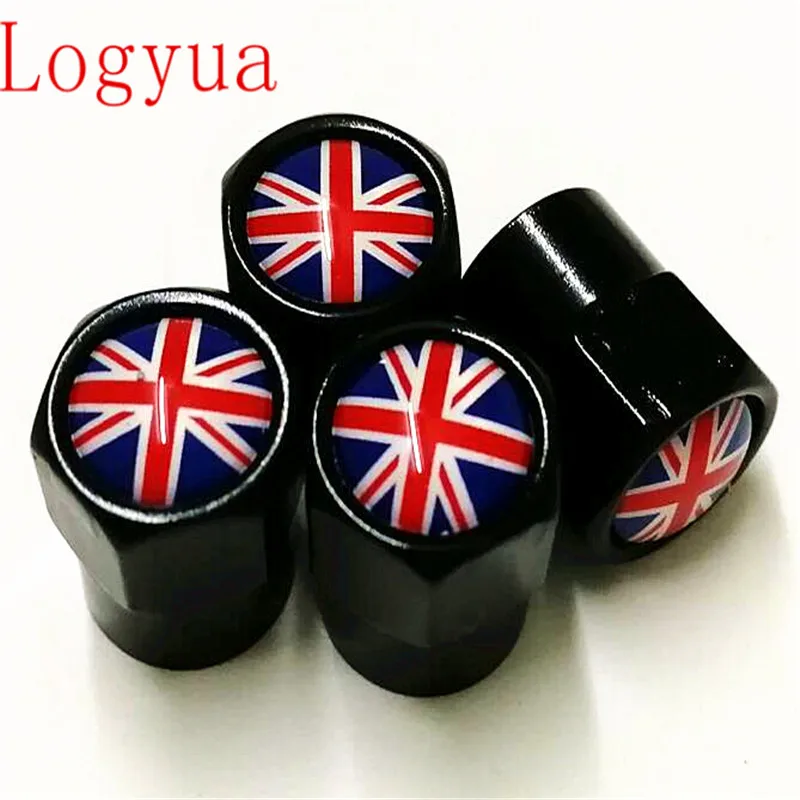 

Black Car Nation Flag Logo Tire Valve Cap Wheel Tire Stem Cap For Spain Italy USA UK Germany France Flags 100pcs = 25 sets
