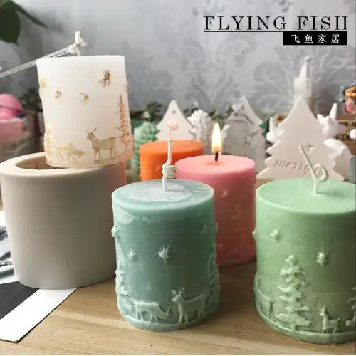 

Silicone molds Christmas decoration candle mold Elk deer Christmas Tree embossment Home decorating Candle silical gel mold