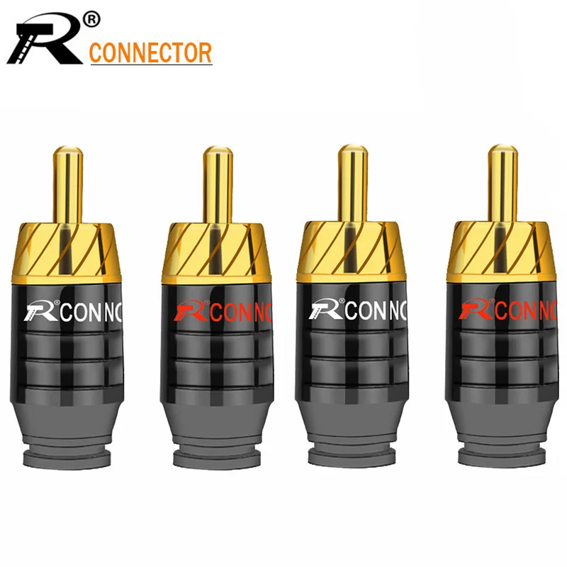 100pcs RCA Male Plug Gold Plated RCA Wire Connector Speaker Amplifier Audio Output Input Adapter Plug Earphone Converter