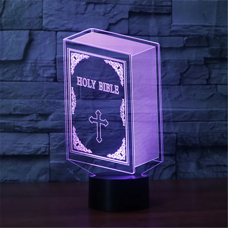 2018 New foreign trade Bible 7 color 3D lamp LED acrylic visual lamp creative touch illusion lamp LED toys Christmas gift