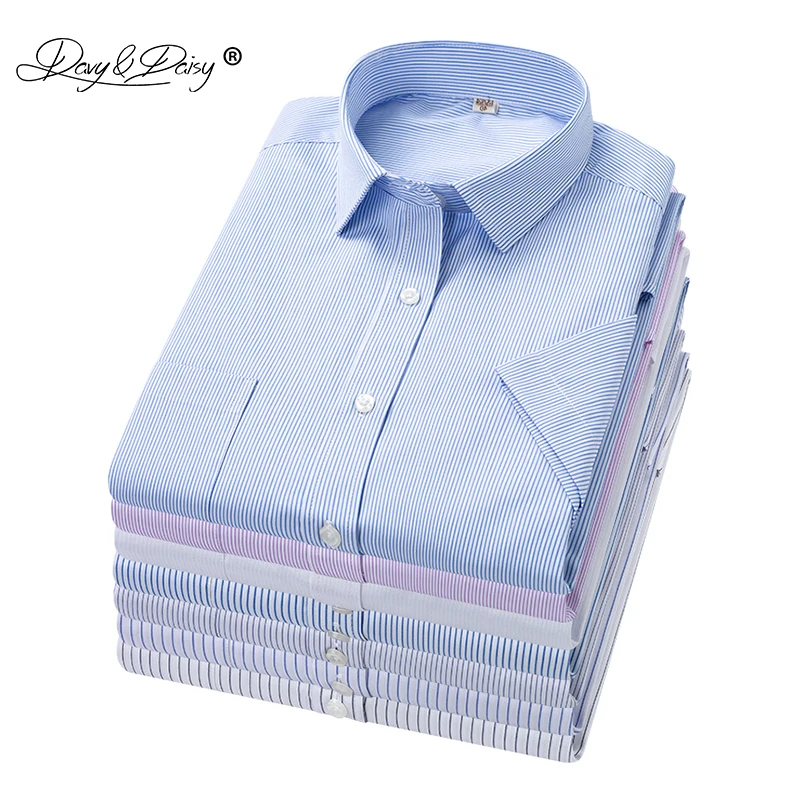 DAVYDAISY Plus Size 5xl 6xl 7xl 8xl Men Shirt Summer Short Sleeve Striped Shirts Causal Work Dress Shirt Brand Clothes DS334