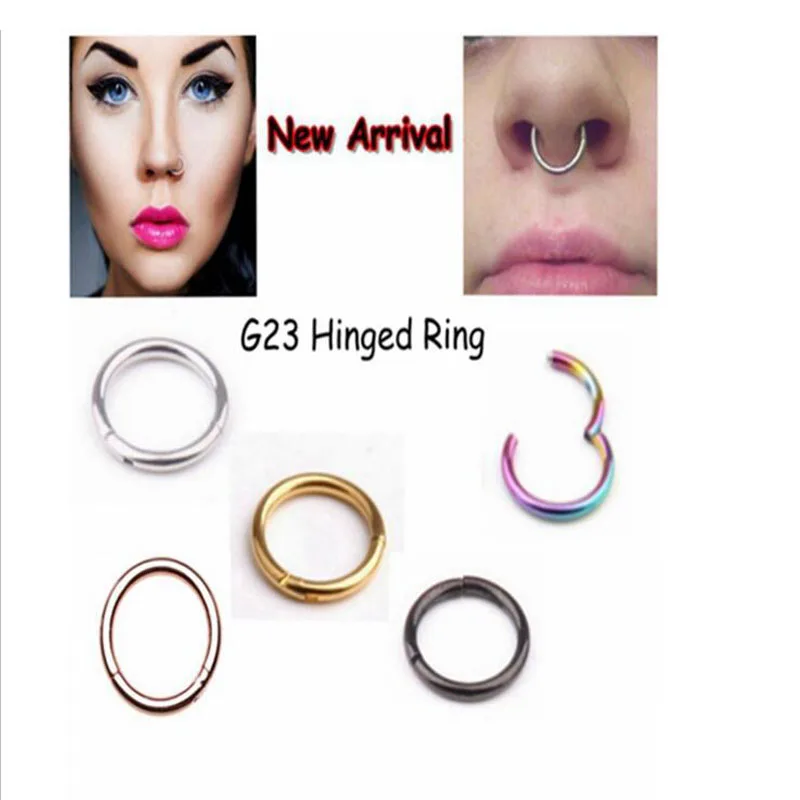 1PC G23 Titanium 16G Nose Hinged Segment Ring 6-12mm Septum Clicker Piercing Nose Earring Tragus Nose Pircing Nariz Body Jewelry