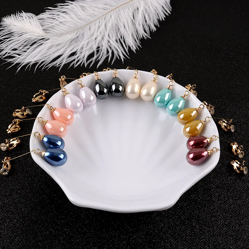 New Arrival High Quality Resin WaterDrop Clip On Earrings no Hole Luxury For Women Girl Porm Party Ear Clip Fashion Jewelry