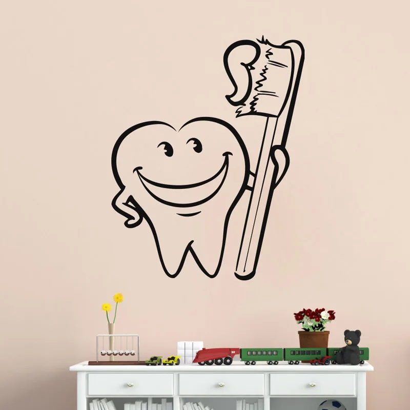 

ZOOYOO Funny Tooth Toothbrush Wall Sticker Home Decor Bathroom Wall Decals Kids Nursery Baby Room Decoration