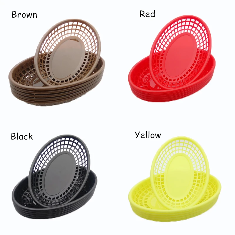 Plastic Basket Serving Tray French Fries Basket Oval Kep Nontoxic Fast Food Tray Restaurant Bar Chips Hamper 9.3