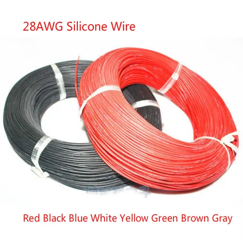 

5meters 28 AWG Flexible Silicone Wire Cable Test Line Wire 0.08mm2 High Temperature Max 200 Degrees 600V
