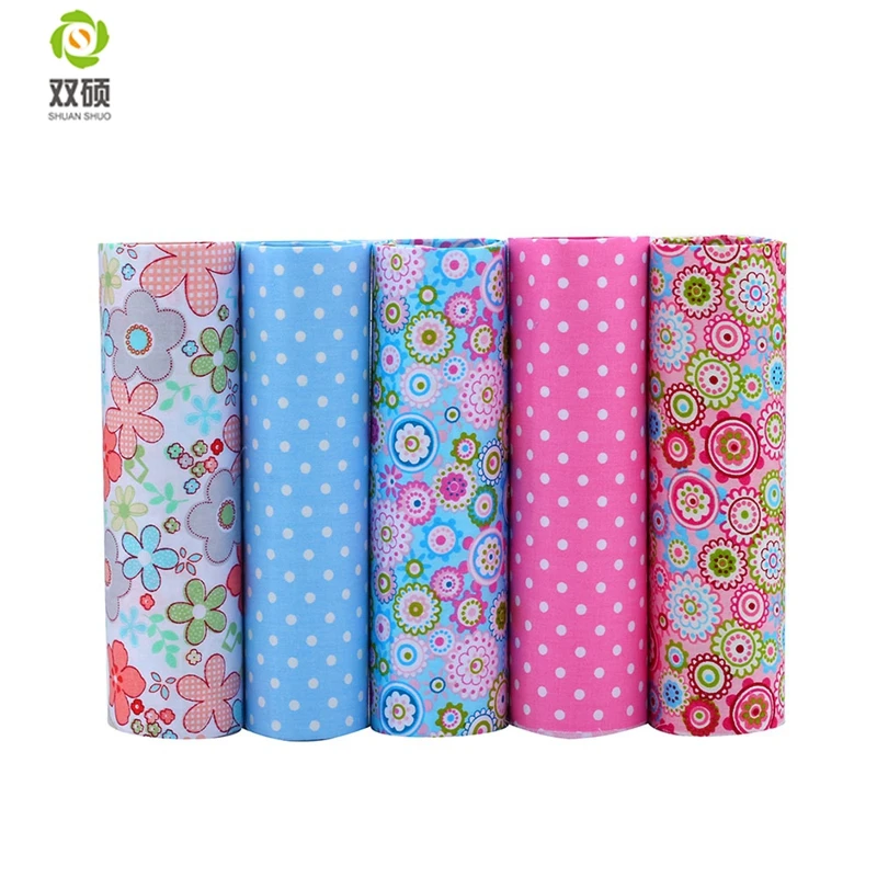 Shuanshuo Brand Cotton Telas Fabric Colorful Fat Quarter Bundles Fabric For PatchworK Sewing DIY Crafts  40*50cm 5pcs/lot