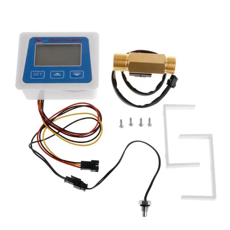 Medidor de Fluxo Digital Medidor de Temperatura e Vazão de Água com Sensor g1 2