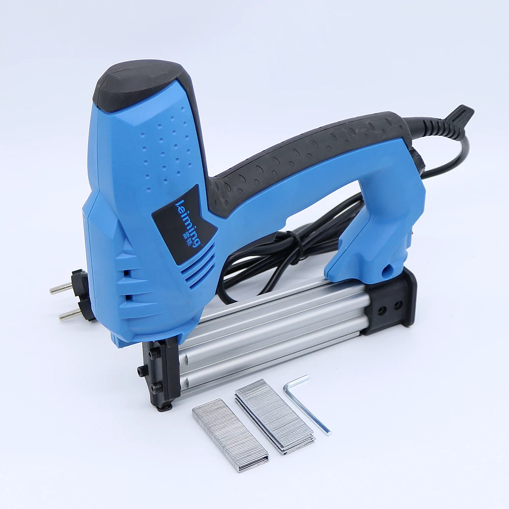 Pistola de grampo elétrica 200v-240v 2 em 1, nailer e grampeador, ferramenta elétrica para unhas com 500 peças de unhas para móveis de madeira