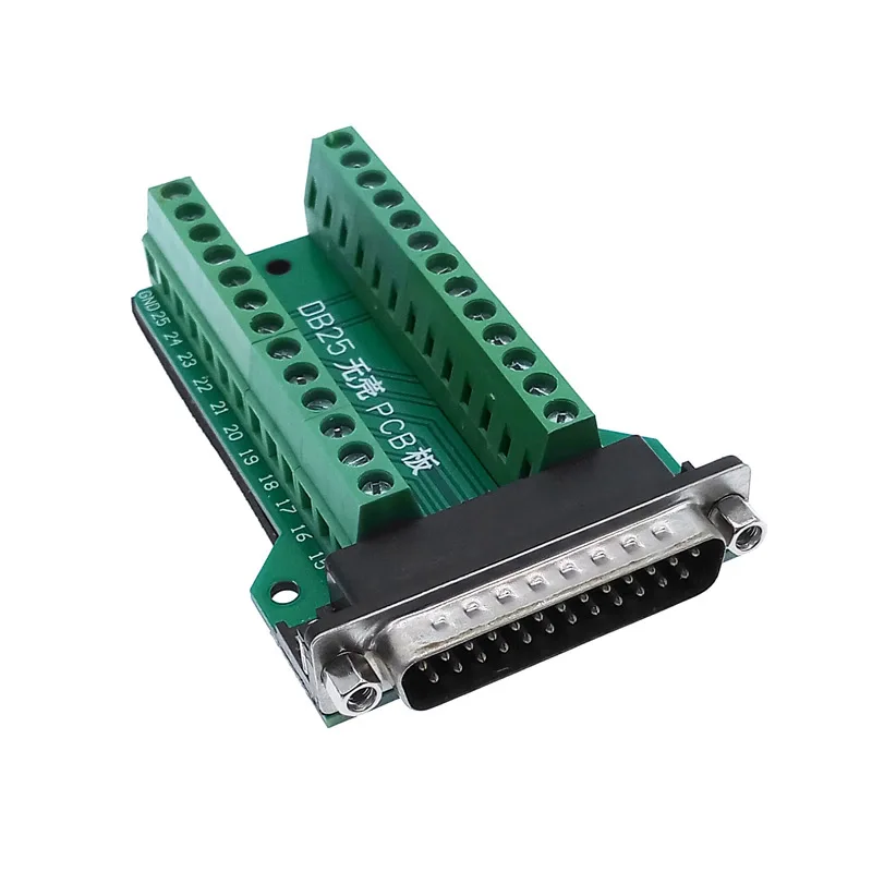 Db25 D-SUB 25pin terminal módulo de sinal pcb placa adaptador rs232 masculino conectores femininos