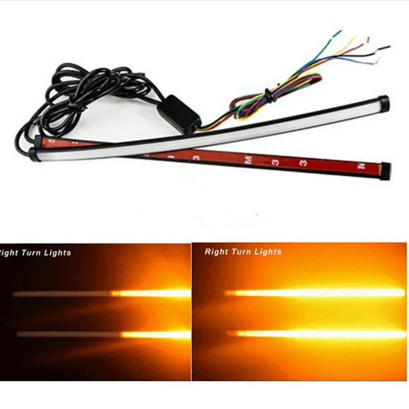 Car Flexible Switchback LED Knight Rider Strip Light For Headlight Sequential Flasher DRL Flowing Amber Yellow Turn Signal Light