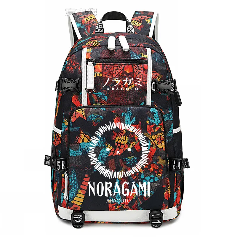 Iki Hiyori Mochila student schoolbag YATO Cosplay Fashion laptop bag Men Travel bags USB Charging knapsack Oxford Backpack