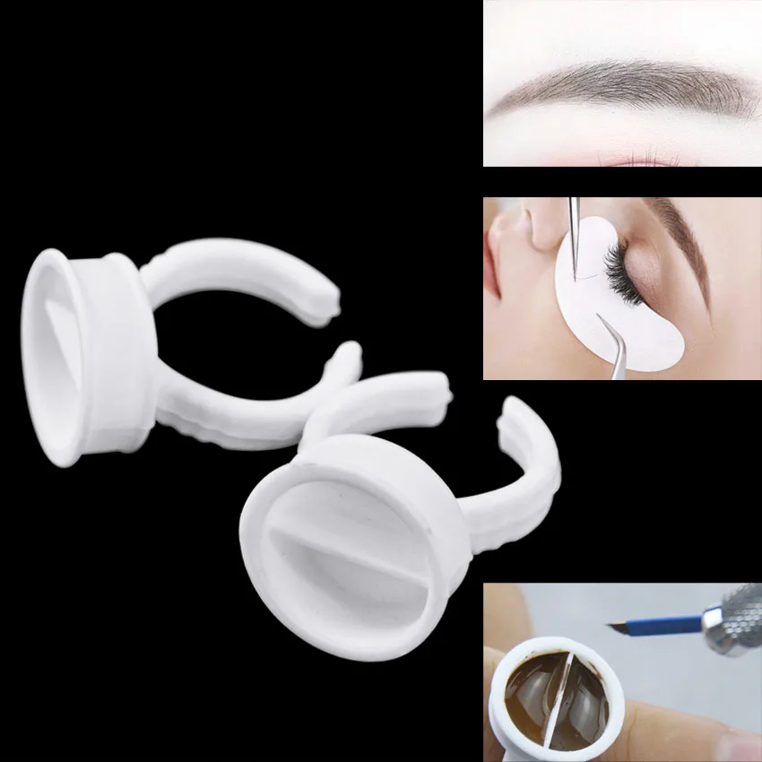 Ring Cup Cap Tattoo Ink Pigment Holder Plastic Microblading Permanent Makeup Eyelash Extension Glue Container Tattoo Supply Tool