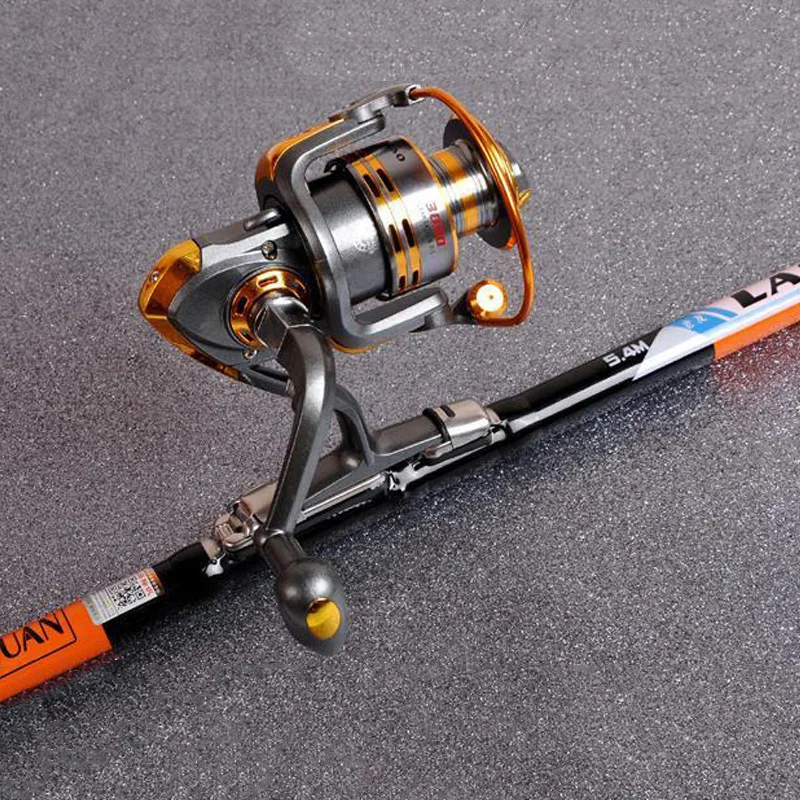 New design orange carbon spinning fishing rod 2.7 3.6 4.5 5.4 6.3m telescopic rock fishing rod  sea pole travel hand rod