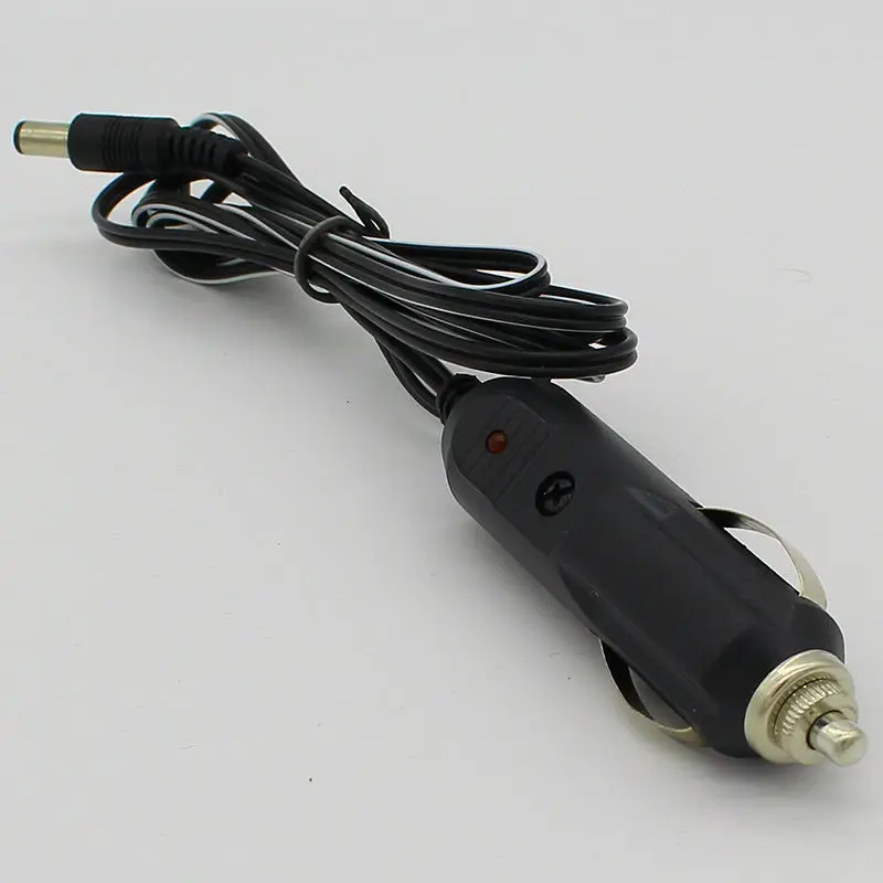 Car Cigarette Lighter 5.5*2.1mm Plug Cigar Power Connector Fused With Light LED With 1.5m Wire Cable End Caps