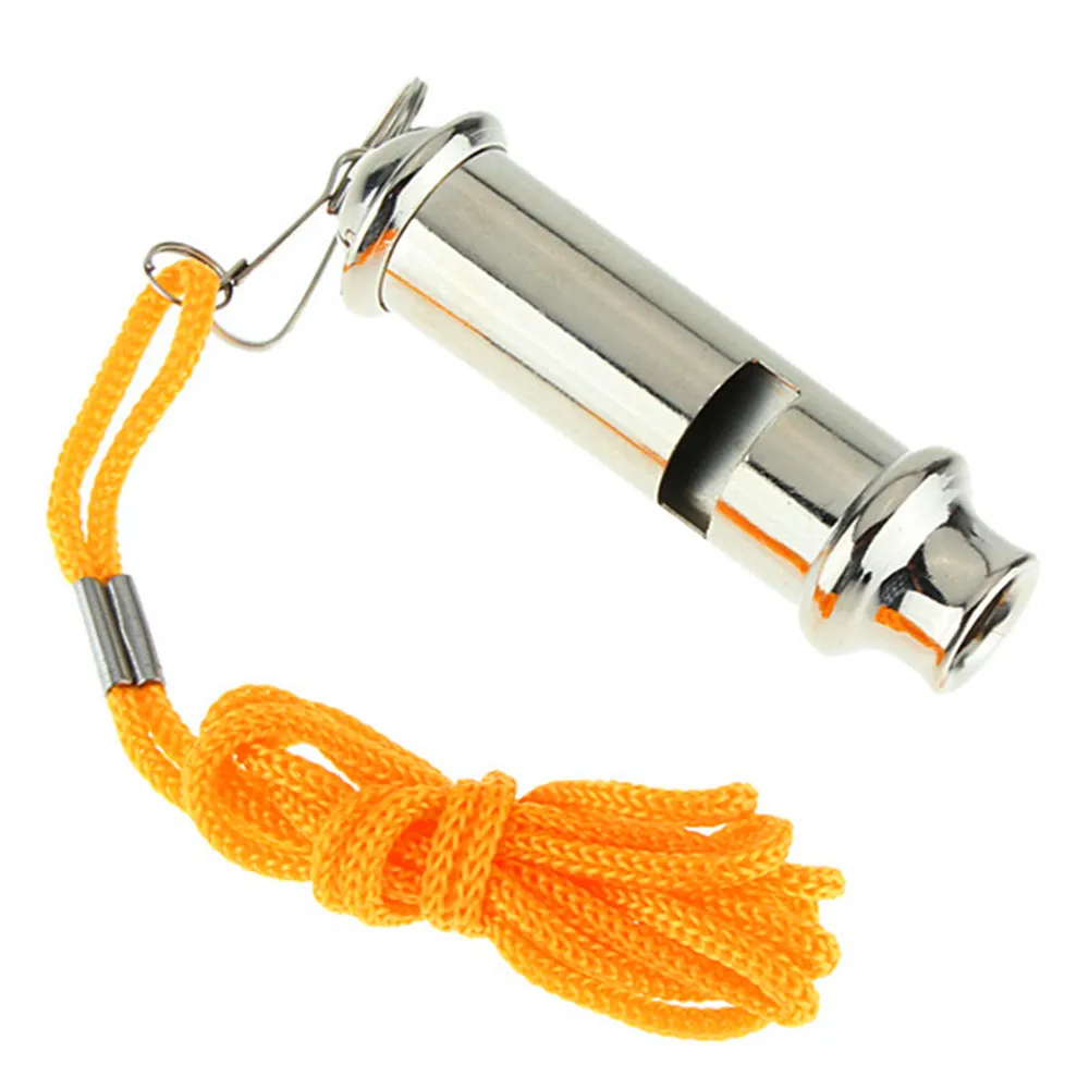 

Hot Sale 1pcs Stainless Steel Emergency Survival Whistle Portable Warning Security for Police Traffic with Lanyard Metal Whistle