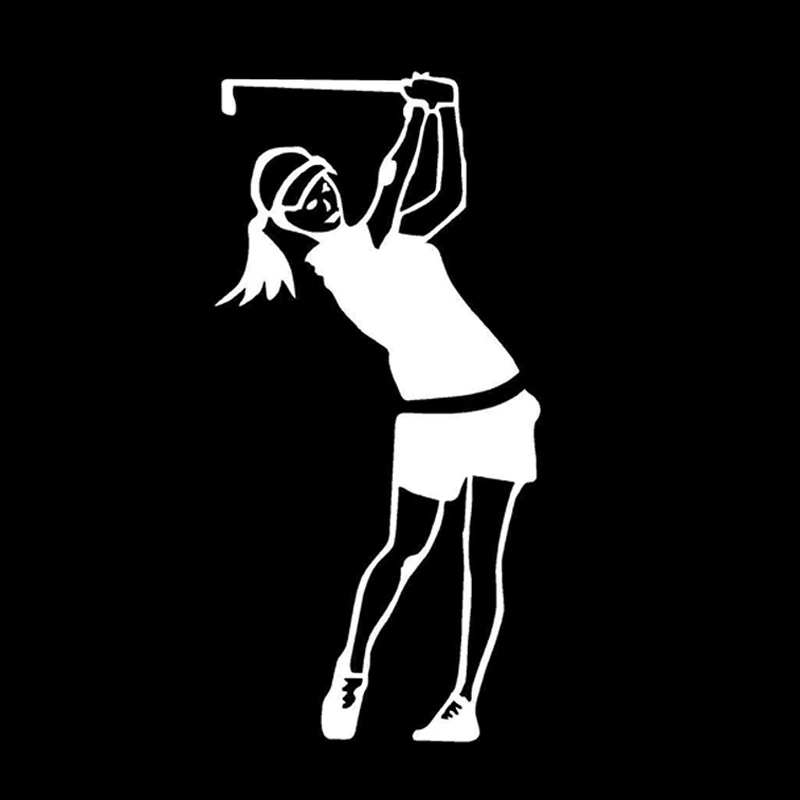 QYPF 7.2*14.9CM Interesting Sport Woman golf Swinging Decor Vinyl Car Sticker Silhouette C16-1487