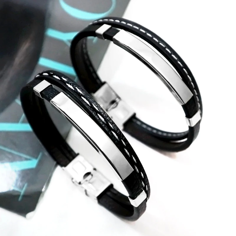 Aiovlo męska czarna stal nierdzewna silikonowe gumowe bransoletki męskie bransoletka akcesoria opaski czarny Pulsera biżuteria męska prezent