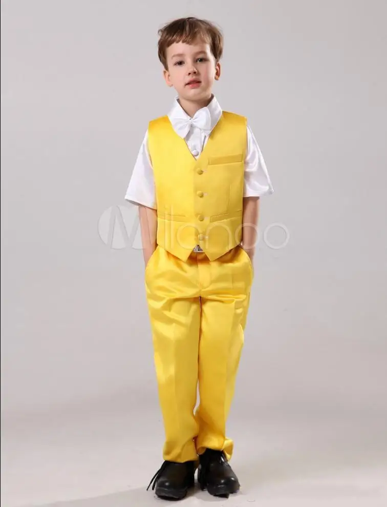 HOT-- Handsome cute Boys Formal Occasion Attire Classic Design Kid Dress Suit Birthday Party Prom Suit(Jacket+Pants+Tie+Ves)36