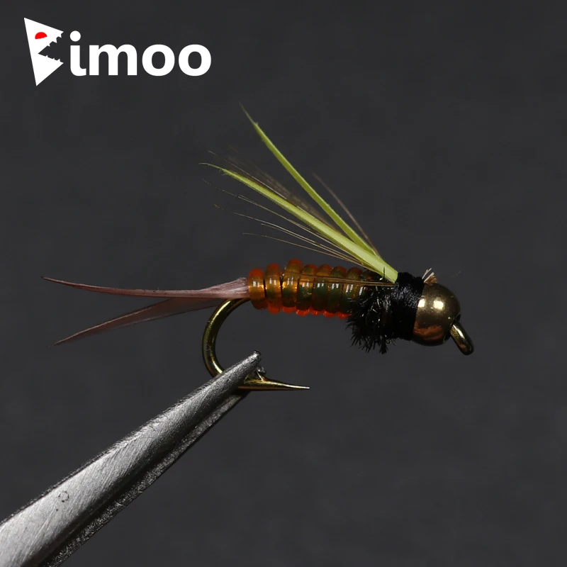 Bimoo 10PCS #14 Brass Bead Head Pheasant Tail Prince Trout Fishing Nymph Flies