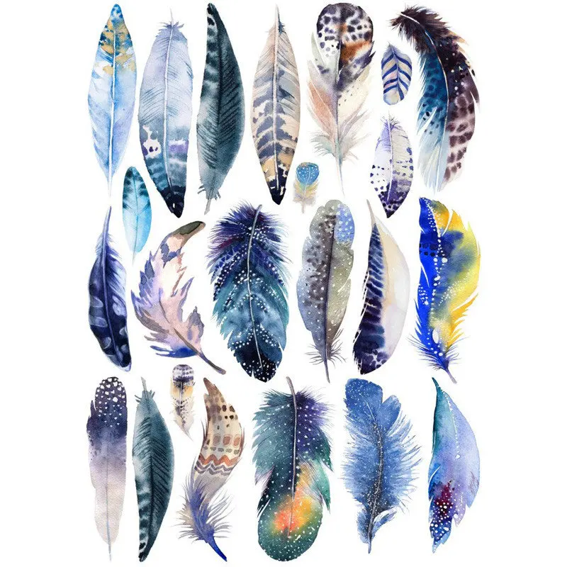 2 PCS Purple Decor Feather DIY Uncut Autocollant Stationery Scrapbooking Planner Sticker Cute Travel Book Journal Supplies