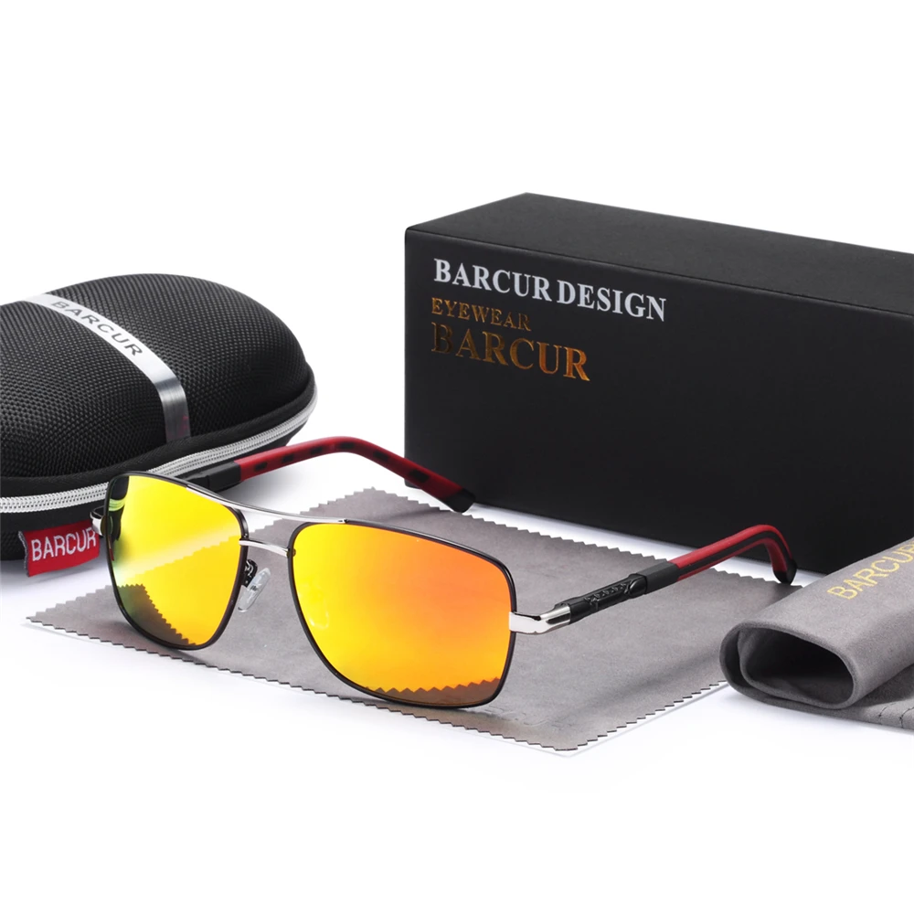 BARCUR Rectangle Polarized Sunglasses Driving Glasses Men Sun glasses Colored Lenses for Eyes Vintage Glasses oculos shades image 2