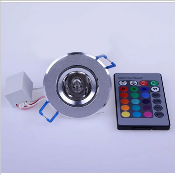 3W LED RGB Ceiling Light Lamp RGB 3w with Remote Controller Color Change Automatically AC85-265V