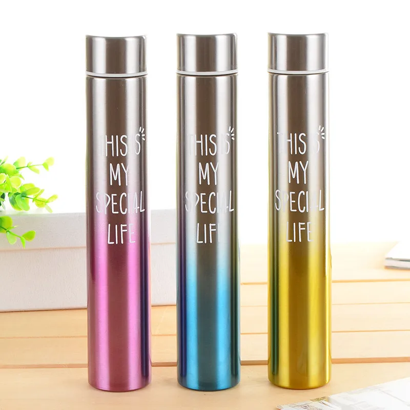Gradient colour 240ml Travel Vacuum Flask Stainless Steel Straight Cup Insulation Tumbler Thermos Coffee Thermo Mug