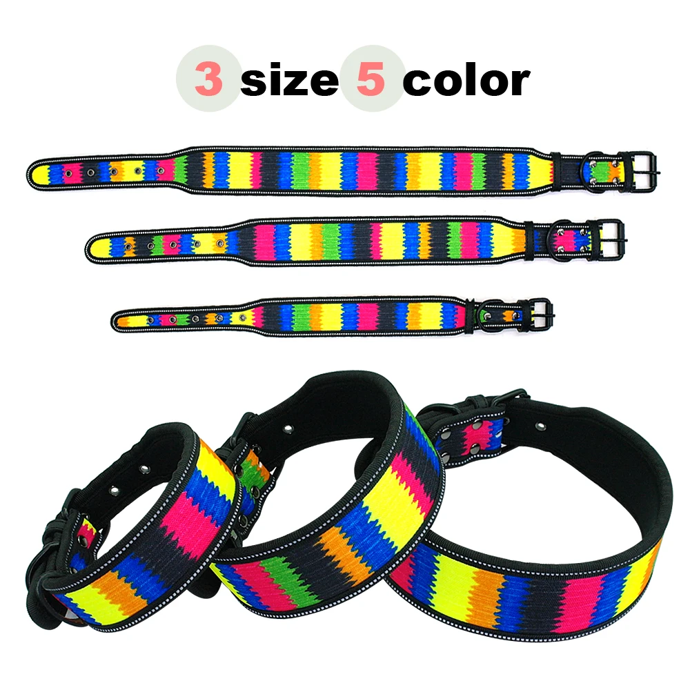 Reflective Nylon Dog Collar Adjustable Pet Collars For Medium Large Dogs Pitbull German Shepherd S M L