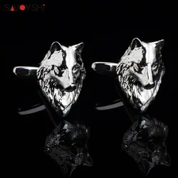 SAVOYSHI Wolf Head Cufflinks for Mens Shirt Cuff nails High Quality Novelty Silver Color Animal Cuff links Brand Fashion Jewelry