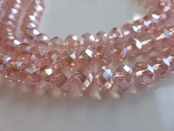 Free Shipping 10 Strand 8x6mm apx 720pcs  Crystal beadsAAA Top Quality AB Pink Crystal Glass Faceted Rondelle Loose Bead