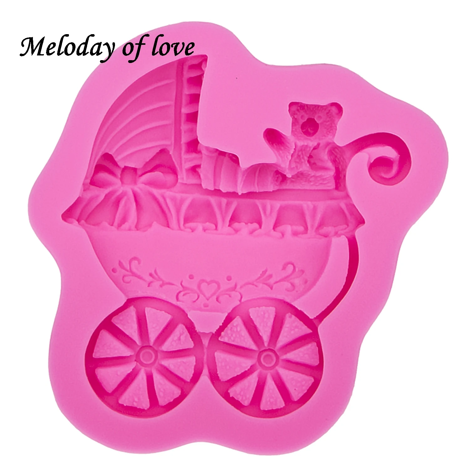 Bear Baby carriage car bows soap mould  DIY fondant baking cake decorating tools silicone mold T0088