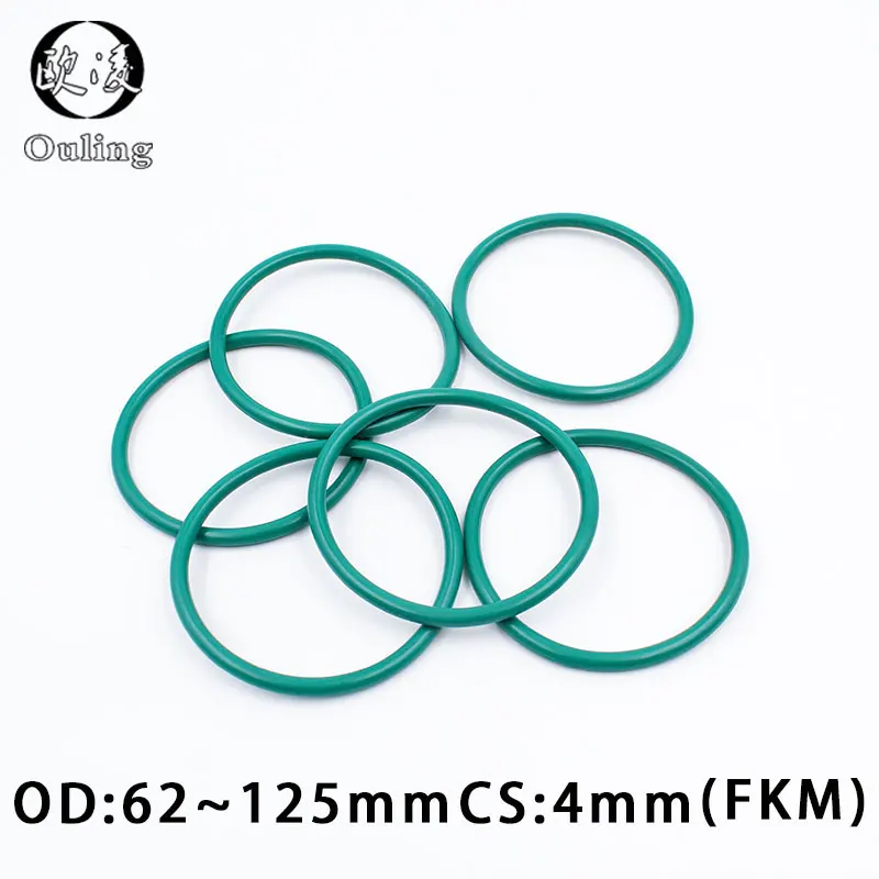 

1PC Green FKM Rubber O-rings Seals 4mm Thickness OD62/78/90/95/100/105/120/125mm O Ring Seal Gasket Rings Sealing Washer