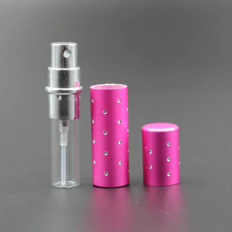 20pcs/Lot 10ml Wholesale Pump Atomizing Spray Perfume Bottle Liquid Aluminium Dot Anodized Compact Glass Refillable Scent Bottle