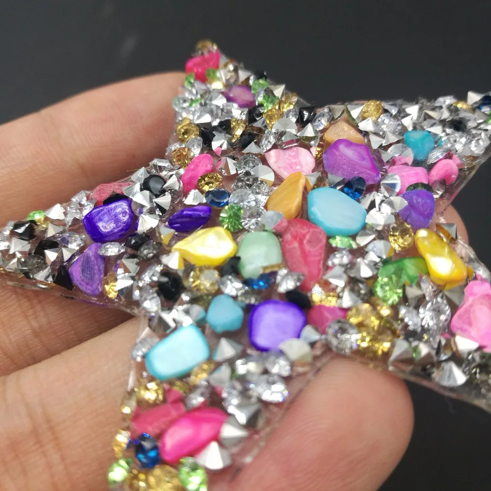 8cm Star rhinestone applique patches strass motifs crystal stones appliques iron patch for toppe