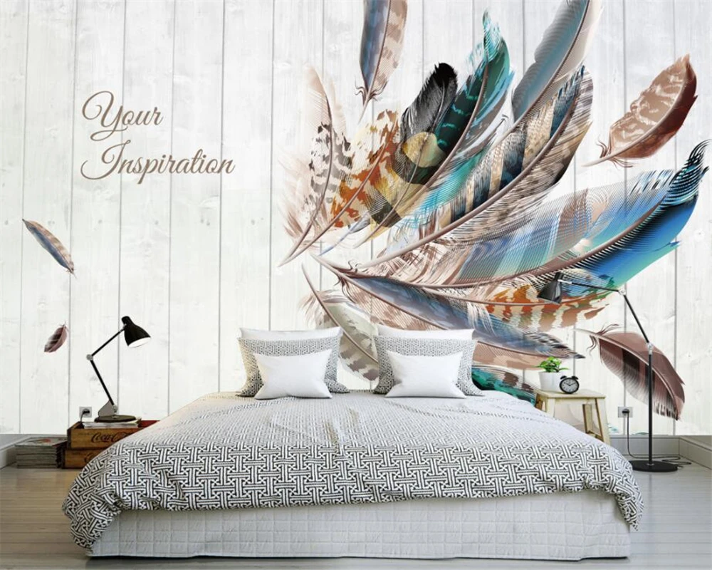 Custom wallpaper Nordic modern simple color feather wood background wall decoration painting mural 3d wallpaper papel de parede