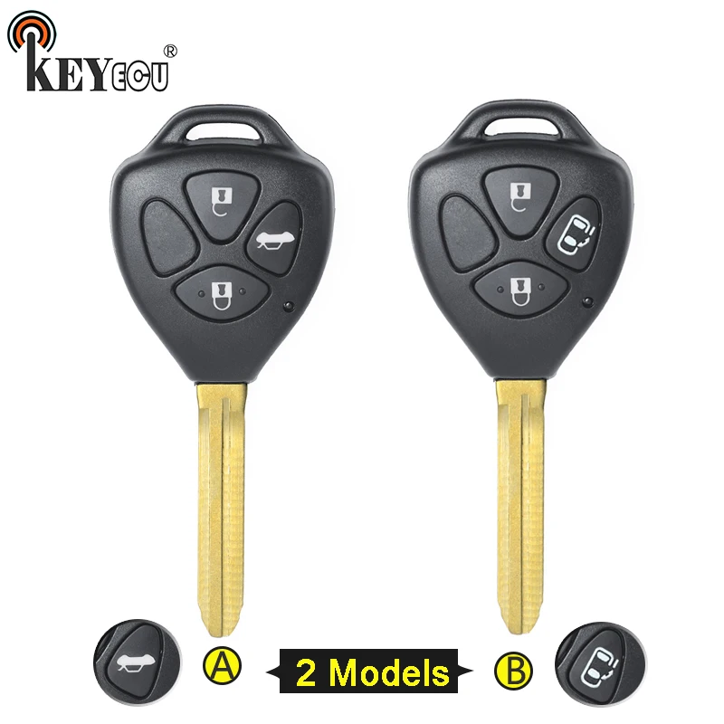 

KEYECU for Toyota RAV4 Avensis Verso Camry Replacement Remote Car Key Shell Case Fob 3 Button TOY43 Blade