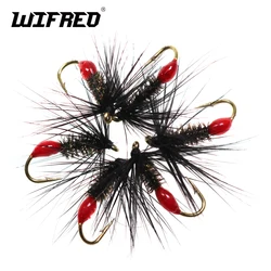 Wifreo 6pcs #12 Soft Hackle Red Butt pesca a mosca ninfa esca artificiale bagnata esca per pesca trota formica