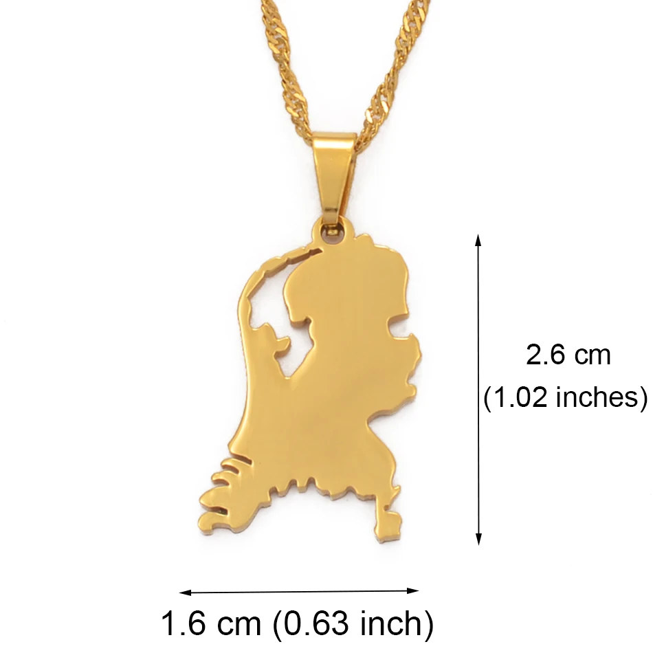 Anniyo Nederlanden Map Stainless Steel Pendant Necklaces for Women Girls Gold Color Dutch Jewelry Netherlands Maps #110021