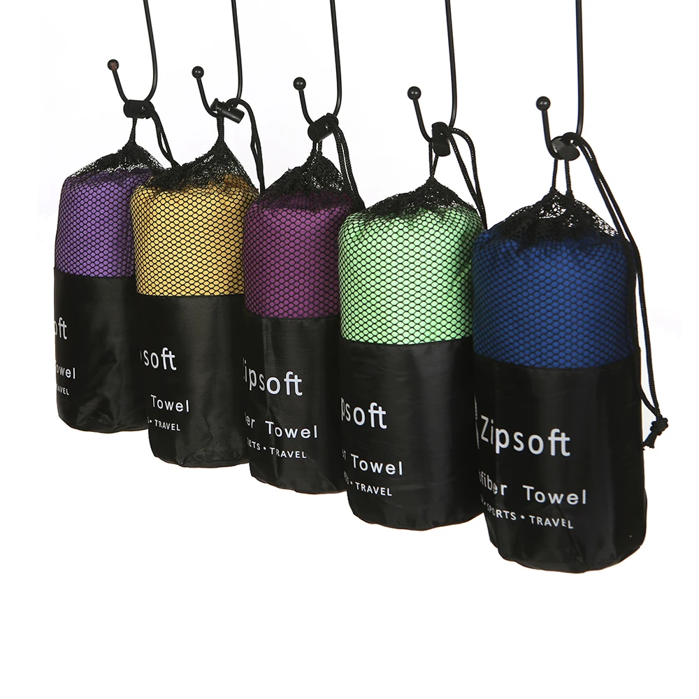 ジッパー付きスポーツタオル,ビーチタオル,マイクロファイバー,生地,メッシュ,速乾性,旅行ブランケット,水泳,キャンプ,ヨガマット