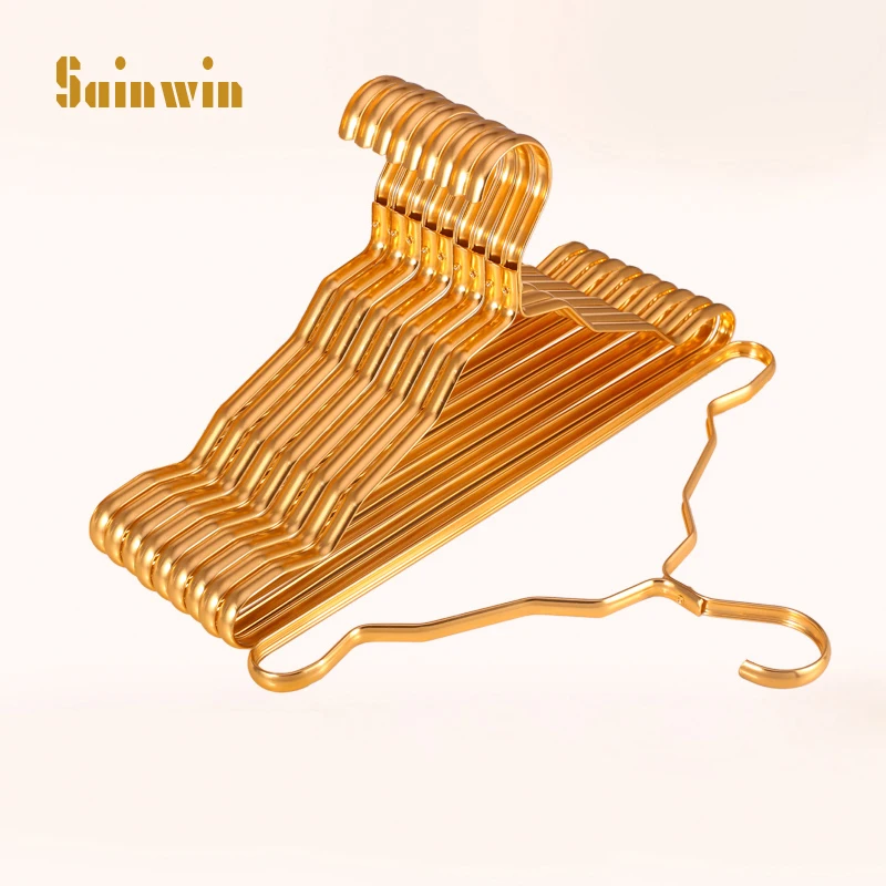 

Sainwin 10pcs/lot Adult Metal Hangers For Clothes Aluminium Alloy Hanger Hotel Clothes Store Hanger