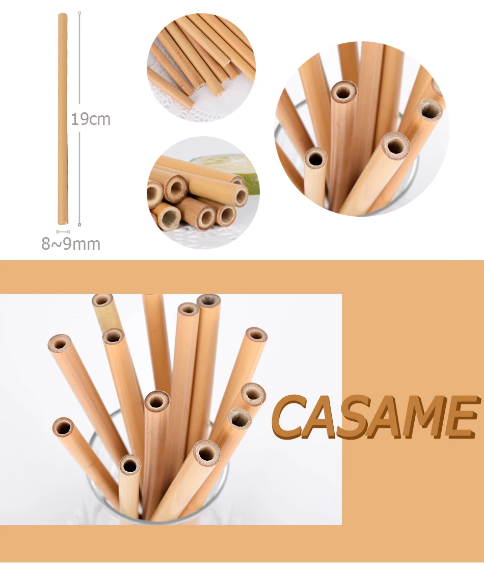 10Pcs Bamboo Straw Reusable Straw 20cm Organic Bamboo Drinking Straws Natural Wood Straws For Party Birthday Wedding Bar Tool