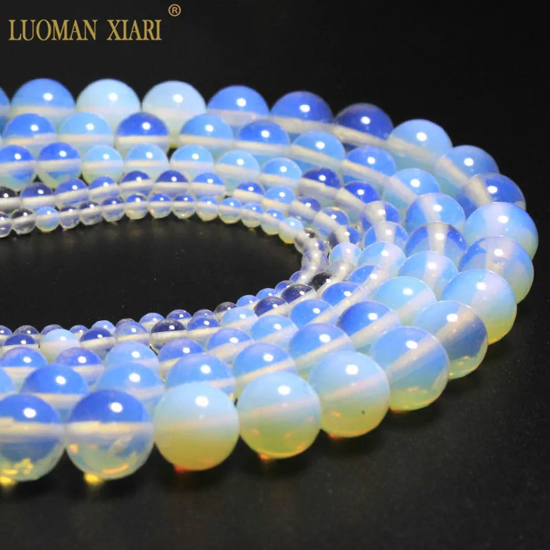 wholesale DIY Round Opal Natural Stone Beads For Jewelry Making DIY Necklace Bracelet  Material 4 6 8 10 12 mm Strand 15''