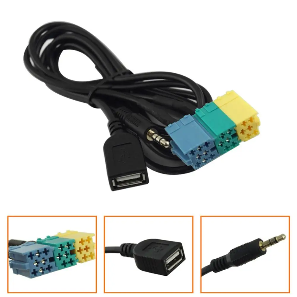 2 in1 3.5MM + USB Plug Audio Adapter Cable Kia Aux CablePlayer to MP3 For Hyundai Kia Sportage