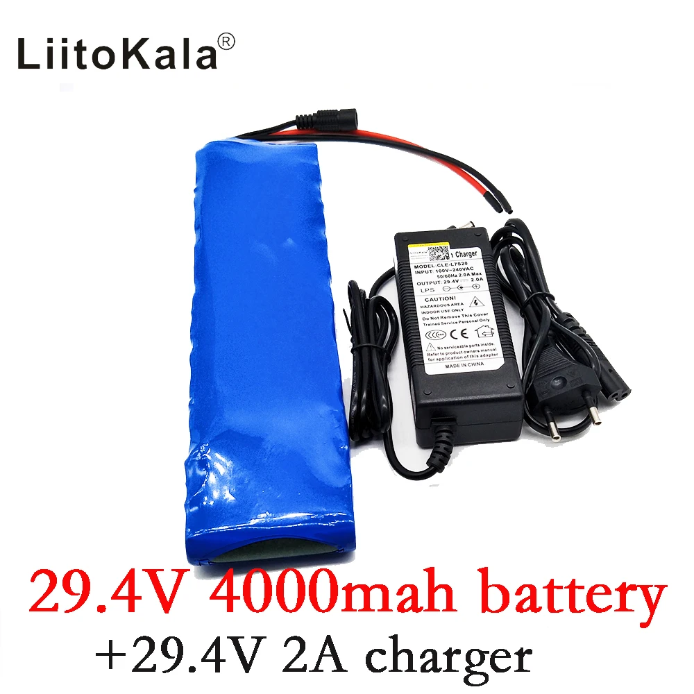 Liitokala 24V 4Ah 7S2P 18650 Battery li-ion battery 29.4v 4000mah electric bicycle moped /electric  include the 29.4v 2A charger