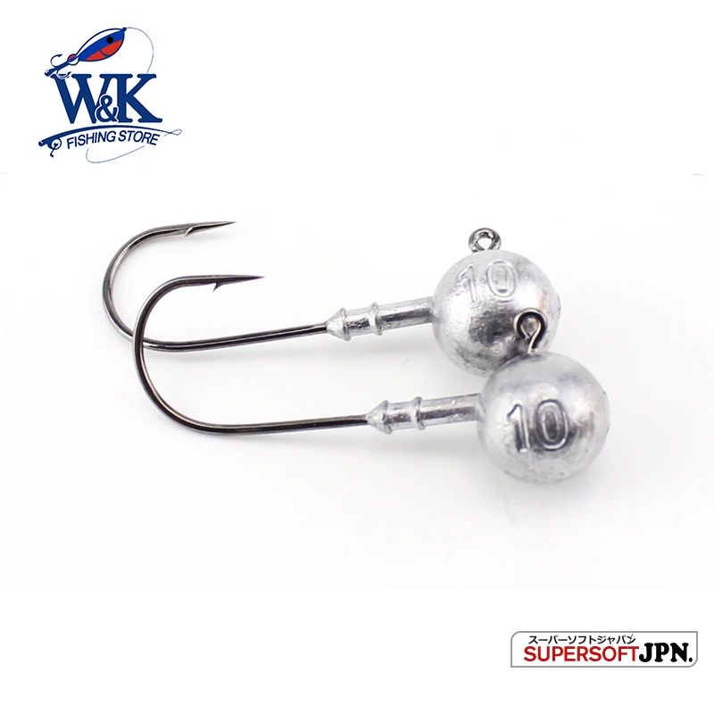 W&K 5g/7g/10g/20g Original Jig Head Barbed Hook Jigs Hook for Soft Lure Grub Bait Pin Tail Fishing Hooks Accessories