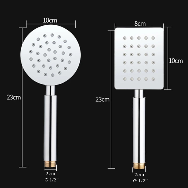 Bathroom Stainless Steel Hand Shower Polished Shower Hose Shower Mounting Bracket,Square Circular Electroplating shower head
