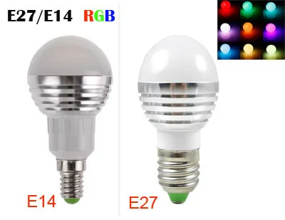 RGB LED Lamps AC85-265V 3W E27 E14 Led 16 Colors Bulbs Changeable Lamp multiple colour +IR Remote Control Led Lighting